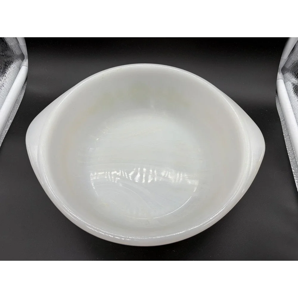 Vintage‎ Glass Bake Casserole Dish Green Floral Milk Glass